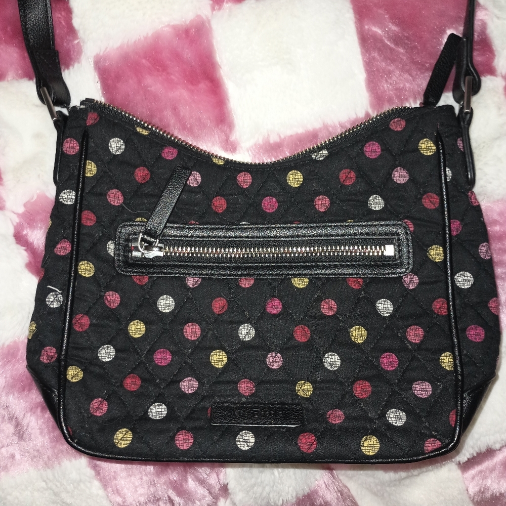 Vera Bradley Black Polkadot Quilted Crossbody Bag